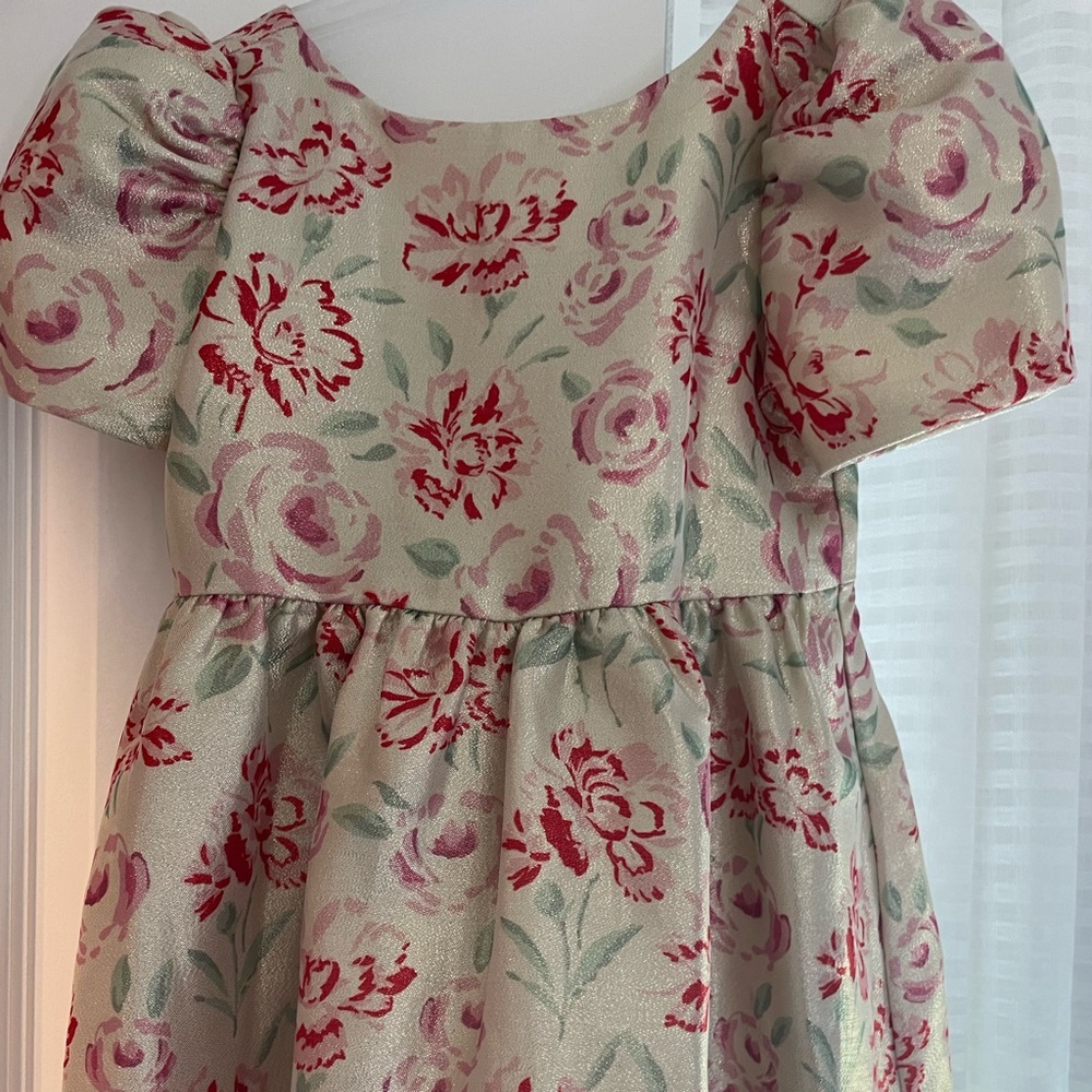 Janie and Jack satin floral dress w matching headband